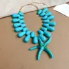 Collar Colgante de Concha de Gota de Agua y Estrella de Mar de Acrílico Estilo Vacacional Exagerado de Verano Cadena para Clavícula Collar Pequeño de Alta Gama para Mujeres