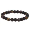 Pulsera Cruzada Nueva para Hombre Piedra Ojo de Tigre Obsidiana Combinación de Separadores de Piedra Biliar Negra Pulsera de Cuentas para Hombre Joyería de Ágata