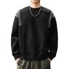 Sudadera Pesada de Alto Gama Italiana Estilo Retro Japonés con Bloques de Color para Hombre, Nuevo Estilo Otoño, Corte Holgado, Top Versátil de Cuello Redondo
