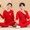 Conjunto de Ropa Interior Térmica Roja Suave y Cómoda para Niños del Año del Caballo, Ropa de Otoño y Pantalones de Algodón Puro para Niños Mayores