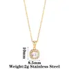 Collar Colgante de Acero Inoxidable Estilo Retro Lujo Ligero Girasol Circonia Cadena para Clavícula Cuadrado Ovalado Piedras Preciosas Multicolor para Mujer