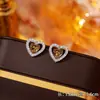 Novos Brincos de Cristal Maillard Retro Café Banhados a Ouro Real de Cobre 2025, Brincos Elegantes de Luxo Leve para Mulheres