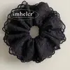 Anel de cabelo vintage elegante com renda bordada para intestino grosso, corda de cabelo de alta qualidade para mulheres, 2025, bola de celebridade cibernética, laço de cabeça, flor