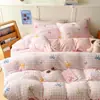 Juego de tres piezas de terciopelo de leche para dormitorio estudiantil, funda de edredón de forro polar de doble cara para otoño e invierno, juego de cuatro piezas cálido y engrosado de forro polar de coral