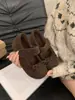 Zapatos Mary Jane de felpa poco profundos para mujer, que aumentan la altura interior 5 cm, con lazo gris y suela gruesa estilo Birkenstock