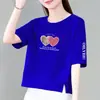 Comercio Exterior Transfronterizo Descuento Ropa para Mamá de Comercio Exterior Camiseta de Manga Corta para Mujer Holgada Tallas Grandes Camiseta de Manga Corta Estampada para Mujer Top de Moda