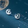 Pendientes de plata 925 con forma de luna sencilla y diseño de principito, pequeños pendientes japoneses de estilo coreano con diamantes.