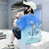 Nova Camiseta de Verão Infantil para Meninos Manga Curta Estilosa Tie-dye para Bebês e Crianças Pequenas Roupas Infantis Camisa da Moda