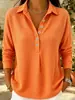 Novo Produto Transfronteiriço Amazon Shein Moda Casual Outono e Inverno Solto Gola Lapela Manga Longa Cor Sólida Botões Camisa Polo Feminina