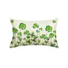 Calle irlandesa transfronteriza. Funda de almohada de lino con estampado de trébol del Día de San Patricio funda de almohada de césped de la suerte para sofá