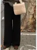 Nueva colección de primavera y otoño: Pantalones de lana suaves y amigables con la piel para mujer, con un diseño de punto fluido, corte recto y estilo hasta el suelo, perfectos para figuras petite.