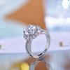 Anillo de Plata Esterlina S925 para Mujer Moda Europea y Americana Clásico Lujo Grupo-Set Redondo Baguette Anillo Diamante Moissanita Color D