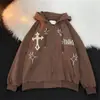 Moletom com capuz de cardigã de designer para primavera e outono transfronteiriço, jaqueta versátil de topo estilo Hong Kong ins de nicho para homens