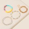 Amazon transfronterizo nuevo pulsera de cristal de cuentas redondas pequeñas doradas, pulsera de fútbol, cuentas cortadas de esmalte de colores, paquete de 4, cadena para mujer