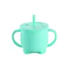 Taza de Silicona para Bebé con Dos Asas y Popote Resistente a Altas Temperaturas Taza para Beber Bebé Taza de Agua Pingüino Utensilios de Alimentación Suministro Exclusivo Transfronterizo