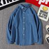 Camisa Jeans Masculina Estilo Coreano Moderna Ins Solta Estilosa Versátil Manga Longa Camisa Jaqueta Estilo Hong Kong para Primavera e Verão