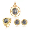 Joyería de moda europea y americana Set de joyería de plata de ley S925 Juego europeo y americano de tres piezas de alta gama de lujo Monedas antiguas griegas Nongshen