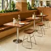 Mesa Cuadrada Pequeña de Madera Maciza para Comedor Comercial Retro Juego de Mesa y Sillas de Acero Inoxidable Mesa Cuadrada para Dos Personas para Tienda de Fideos Bar Restaurante