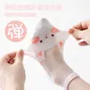 Calcetines para niños para primavera y verano, calcetines de seda helada ultrafinos transpirables para bebé Clase A, calcetines de malla de poliéster-algodón con dibujos animados lindos para niñas