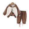 Conjunto Infantil para Meninos 2025 Primavera Novo Estilo Ocidental para Meninos Desenho Animado Girafa Costura Moletom de Manga Longa Conjunto de Duas Peças