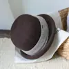 """Sabor a café" 88% Lana Moda de Alta Gama Versátil Sombrero de Fieltro Cálido Retro Sombrero de Cubo Ala Enrollada Sombrero de Pescador Mujer"""