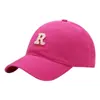 Gorra de Béisbol Versátil con Letra R de Alta Calidad Coreana Que Hace que la Cara se Vea Más Pequeña, Visera Curva Personalizada, Gorra de Pico Ancho y Profundo de Moda