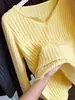 Nuevo cárdigan de punto acanalado con cuello en V para mujer Otoño 2026, Sencillo y elegante, Corte ajustado, Adecuado como top de capa base