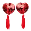 Accesorios de Lencería Erótica de Comercio Exterior, Pegatinas para Pezones con Forma de Corazón, Sujetador de Silicona, Lentejuelas con Forma de Corazón y Borlas, Cubrepezones Eróticos, Envío Directo de una Pieza