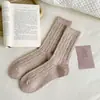 Calcetines de cachemir afelpado para otoño e invierno 2024, color liso, retorcidos, de tubo corto, calcetines cálidos engrosados, para niños, suaves, cerosos