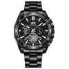 Reloj Estudiante de Tendencia Luminoso Binbond para Hombre con Tourbillon Regalo Correa de Acero Tres Ojos Seis Agujas Reloj Decorativo
