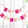 Bronzing Feliz Aniversário Carta Banner Bandeira Pequeno Cauda de Peixe Cor Bandeira Flor Decoração de Aniversário Infantil Suprimentos