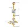 Anillo para Ombligo con Colgante de Corazón de Melocotón Mariposa Flor de Luna Cola de Pez Circonita Incrustada Joyería para Piercing Fabricante Mayorista