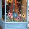 Pegatinas Electrostáticas Brup Macarrón Dibujos Animados Racimo de Flores Abeja Ventana Vidrio Ventana de Exhibición Pegatinas Decorativas Hs-Jd5065C