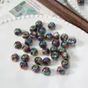 Cuentas redondas de acrílico iridiscente, cuentas sueltas coloridas de luz suave con agujero pasante, cadena para teléfono hecha a mano DIY, pulsera, accesorios de joyería, cuentas sueltas
