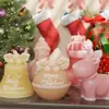 Resina de Cristal Botas de Muñeco de Nieve Navideño Calcetines Reno Campana Adornos Mesa DIY Vela Molde de Silicona 3D