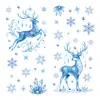 Decorações de Natal, adesivos de vidro de veado na neve de inverno quentes, arranjo de cena para vitrine de shopping, adesivos eletrostáticos de boneco de neve