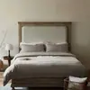Juego de cuatro piezas estilo francés color blanco crema 100S de algodón de fibra larga jacquard de algodón puro para dormir sin ropa, incluye sábana bajera y funda de edredón