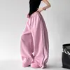 Pantalones Casuales Anchos de Pierna Suelta Color Rosa Estilo Coreano para Mujer 2026 Primavera/Verano Nuevos Pantalones Deportivos Casuales de Pierna Recta