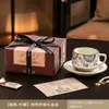 Juego de Regalo Práctico de Cerámica para Taza de Café y Platillo, Taza Personalizada para el Té de la Tarde, Sensación de Lujo Ligero y Gama Alta, Regalo Festivo