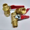 Válvula de bola pequeña de latón con mango rojo, doble rosca exterior 1/4NPT, exportación, estándar americano, alambre exterior NPT, mini válvula de bola de cobre
