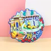 Ímãs de geladeira de borracha macia em PVC, design de desenho animado 3D, adesivos magnéticos, com cidades chinesas, um item de presente criativo e moderno
