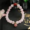 Pulseira de Cristal Rosa Natural Guan Yu Fonte de Sal Pulseira de Pêssego Joias de Estilo Antigo Atacado ao Vivo Atacado S4061206