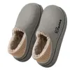 Pantuflas de algodón impermeables para hombre, nuevo modelo 2026, con talón cerrado, suela gruesa, cálidas, forradas de felpa, engrosadas, zapatos de algodón antideslizantes para otoño e invierno
