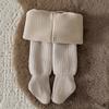 Mallas Gruesas Cálidas de Alta Elasticidad con Forro Polar para Niñas, Calcetines para Bebé, Calcetines Lisos Anchos Transfronterizos para Niños, Rojo Chino