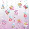 Decorações Espirais de Doces Penduradas Decoração de Festa Temática de Aniversário Arranjo de Atmosfera para Teto Enfeites Pendentes de Donut e Sorvete