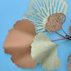 Sala de estar de casa estilo europeu parede de fundo decoração de parede estéreo criativa ferro forjado folha de ginkgo pendurada na parede decoração de varanda cruzamento de parede
