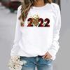 Suéter de mujer 2023 estampado de moda cuello alto independiente suéter blanco suéter de mujer cuello redondo