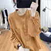 Camisa de Manga Larga Transfronteriza del Sudeste Asiático para Mujer Primavera y Otoño 2024 Color Sólido Retro Holgada Versátil Aspecto Delgado Ropa Exterior Camisa