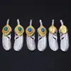 Venta al por mayor de fábrica Plata de ley S925 popular clásica retro para hombre Serie Águila Turquesa Colgante Pluma Dorada