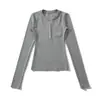 Bt956-25 Invierno Nuevo Diseño Un Botón Bolsillo Pequeño Corte Ajustado Top Camiseta Estilo Minimalista Americano Adelgazante